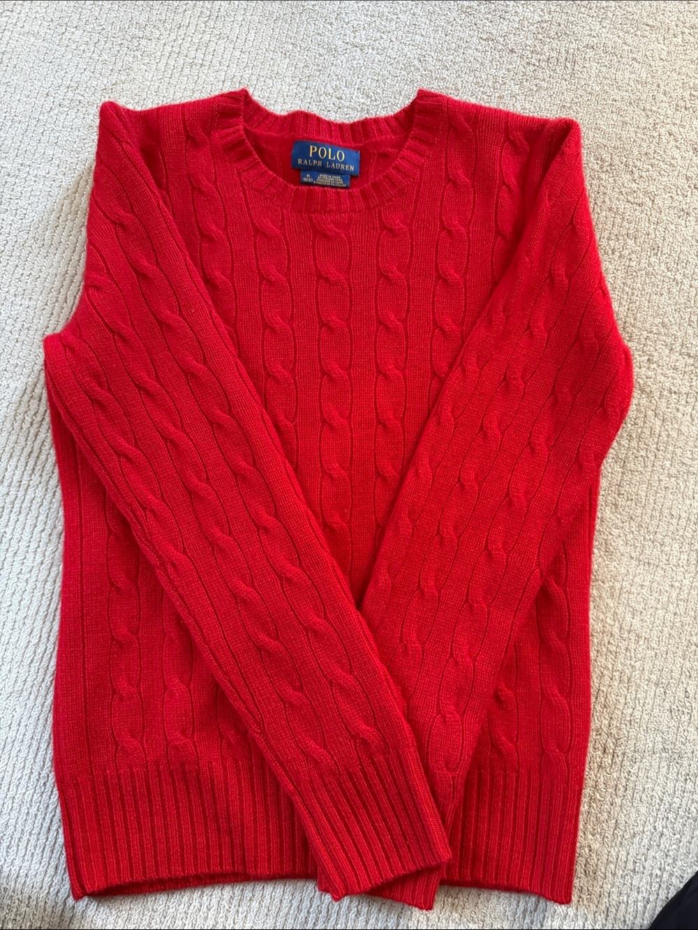 Polo by Ralph Lauren Red Cable Knit Crewneck Sweater